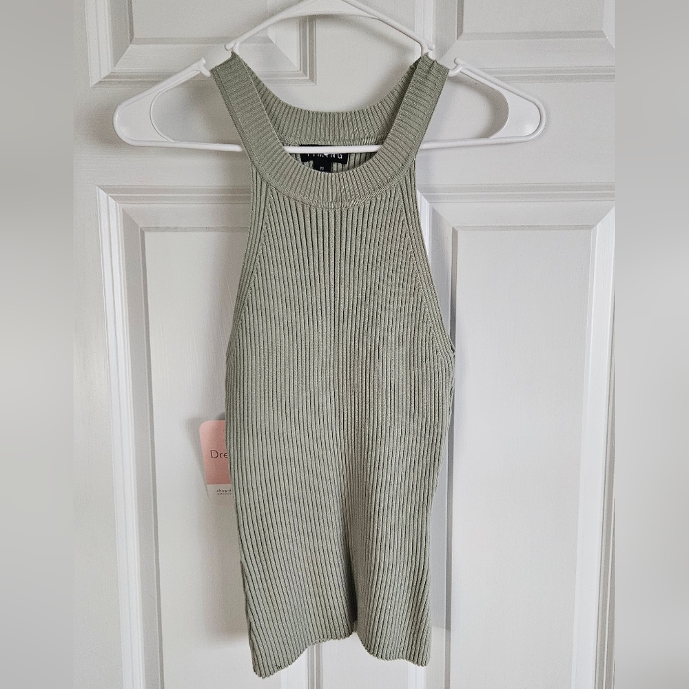 Timing Light Green Ribbed Knit Top